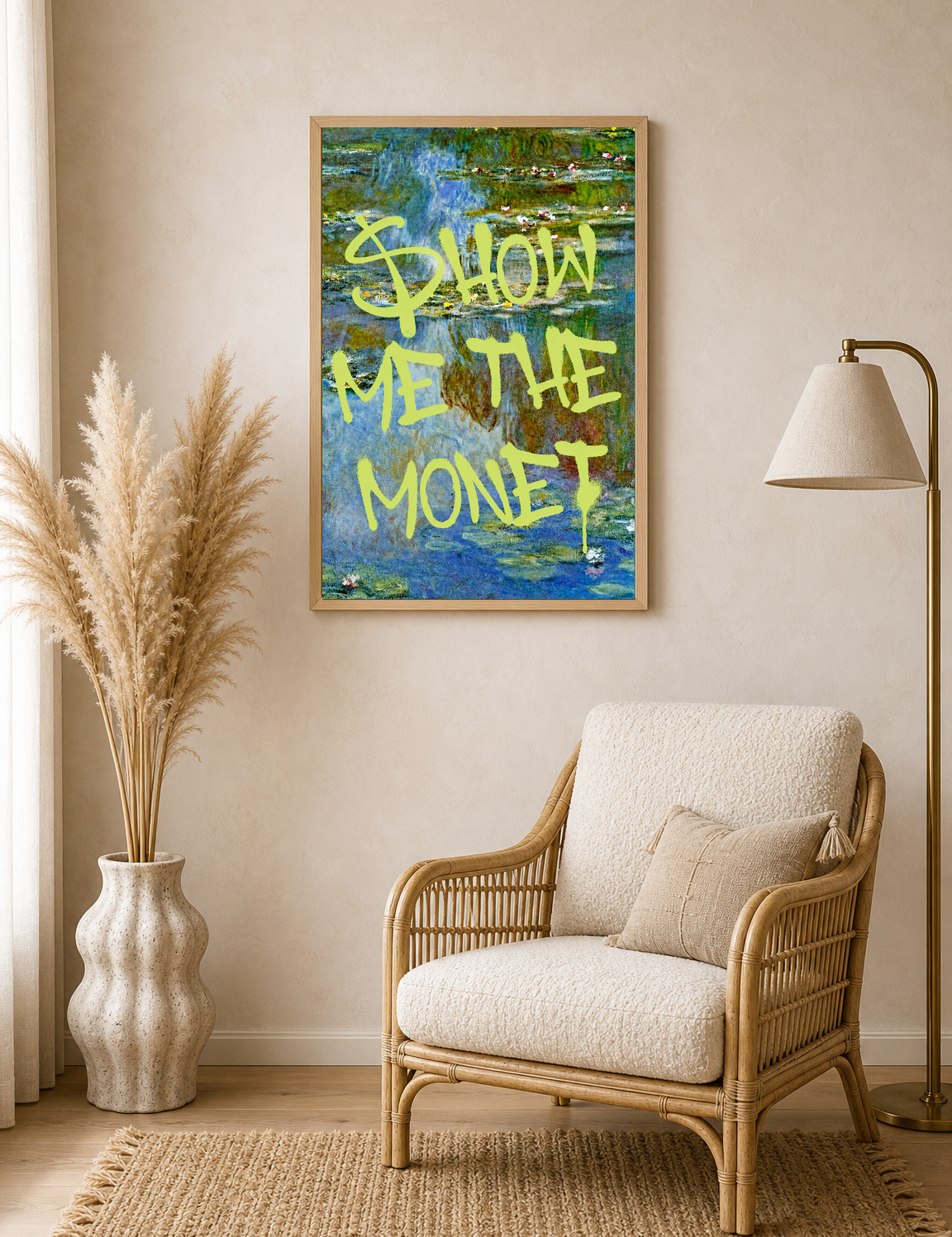 Show Me The Monet Wall Art Print - wood framed poster