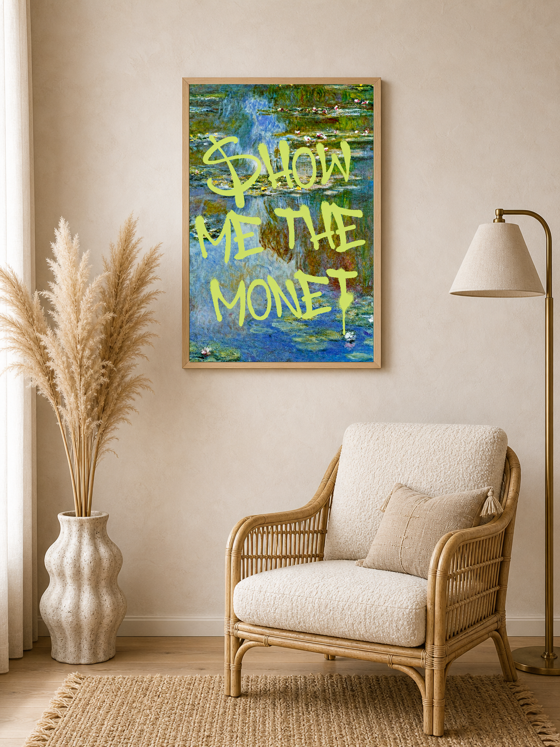 Show Me The Monet Wall Art Print - wood framed poster