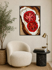 Tomato Toast Kitchen Wall Art Print - black framed