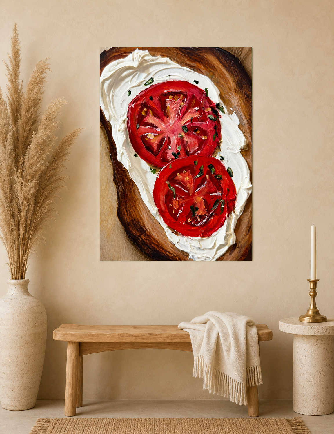 Tomato Toast Kitchen Wall Art Print - unframed mockup