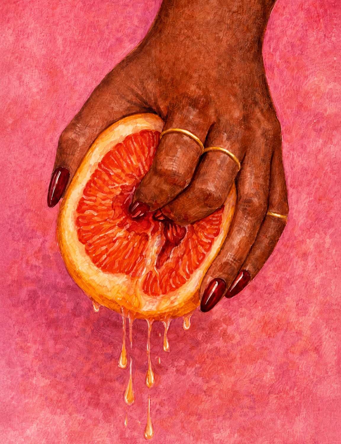 Grapefruit Hand Squeeze Wall Art Print - unframed