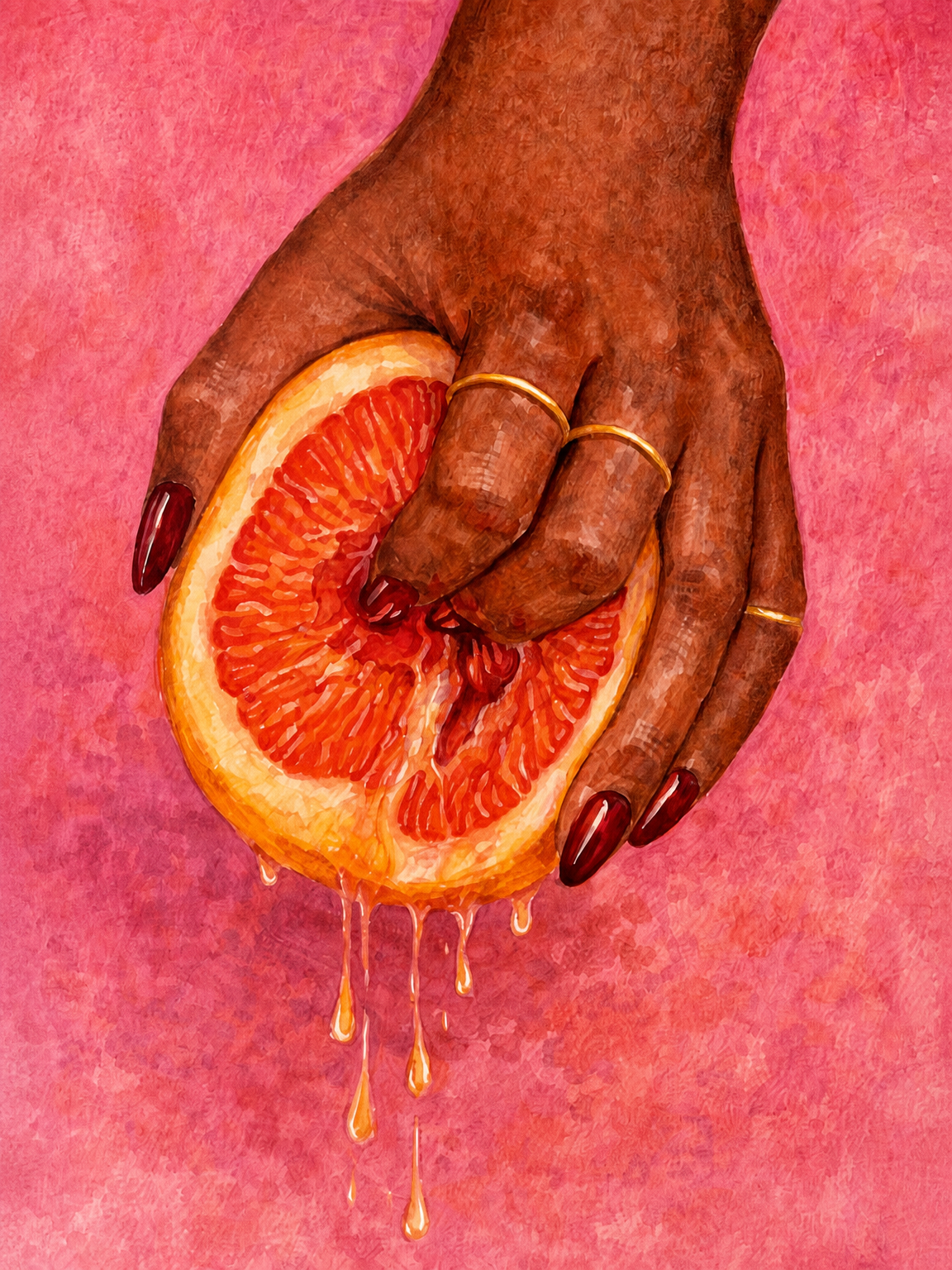 Grapefruit Hand Squeeze Wall Art Print - unframed