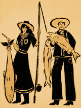 Vintage Fisherman Couple Wall Art Print
