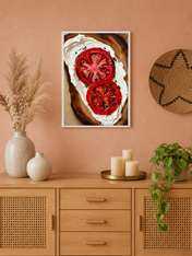 Tomato Toast Kitchen Wall Art Print - white framed