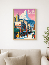 Sapporo Snowy Street Japanese Wall Art Print