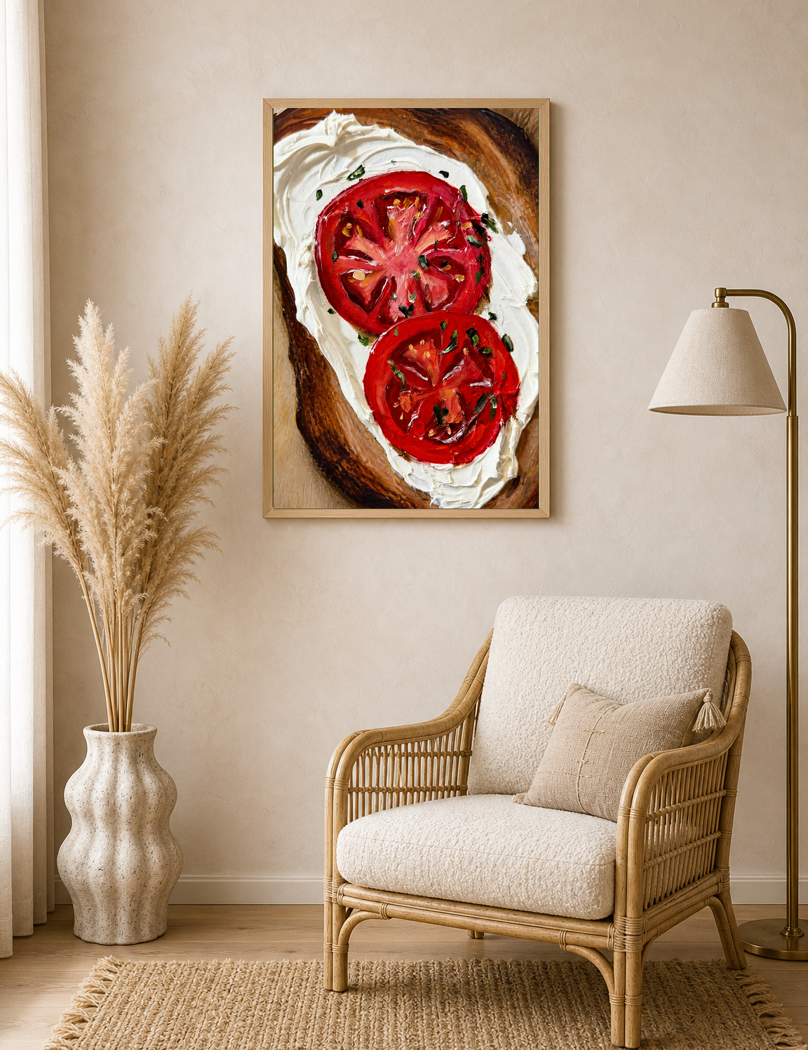 Tomato Toast Kitchen Wall Art Print - wood framed poster