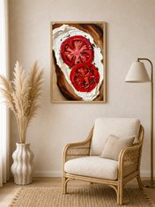 Tomato Toast Kitchen Wall Art Print - wood framed poster