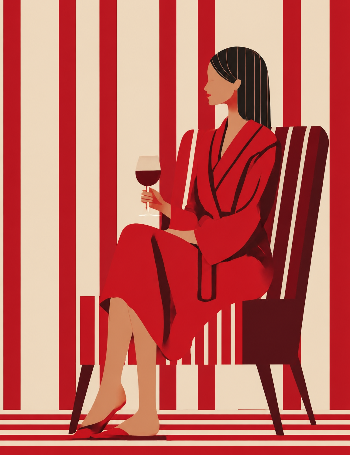 Red Minimalist Woman Wall Art Print - unframed