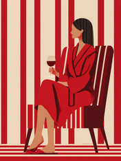 Red Minimalist Woman Wall Art Print - unframed