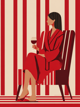 Red Minimalist Woman Wall Art Print