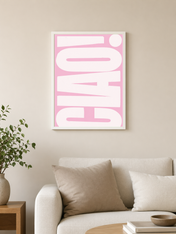 Bold Pink Typographic Wall Art Print - white framed