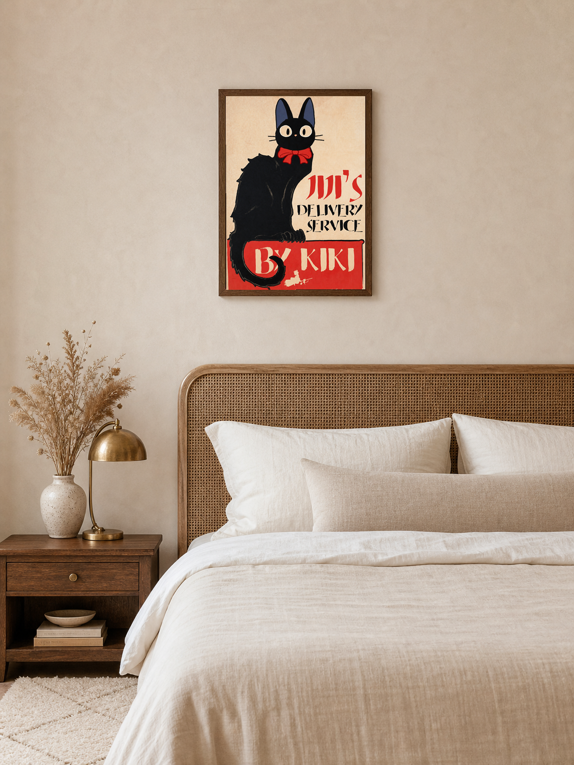 Black Cat Vintage Poster Wall Art Print - dark wood framed