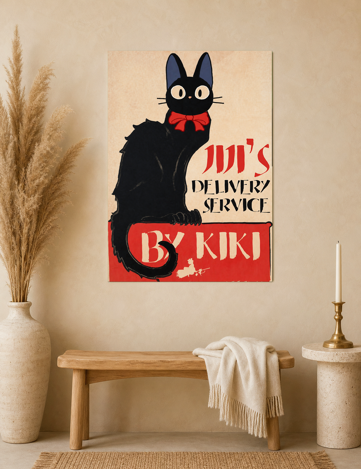 Black Cat Vintage Poster Wall Art Print - unframed mockup
