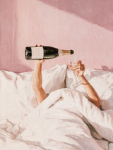 Champagne in Bed Pink Wall Art Print