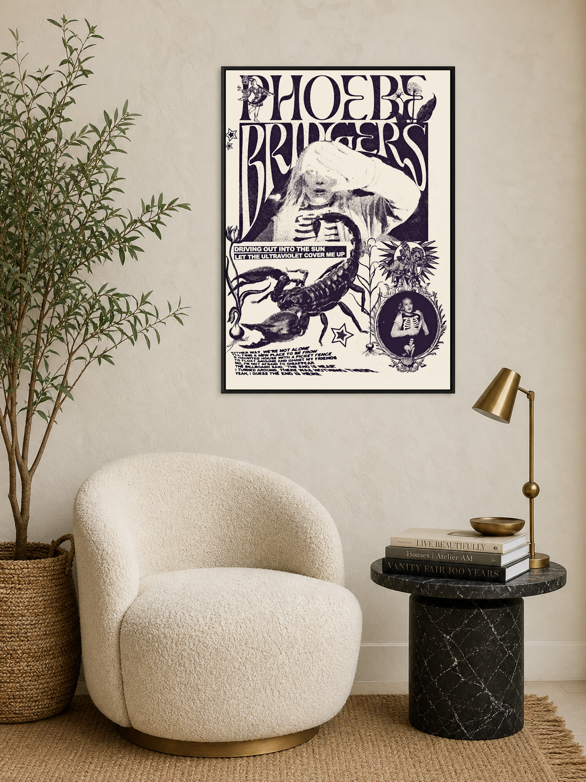 Phoebe Bridgers Ultraviolet Wall Art Print - black framed