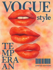 Vogue Style Red Lips Wall Art Print - unframed