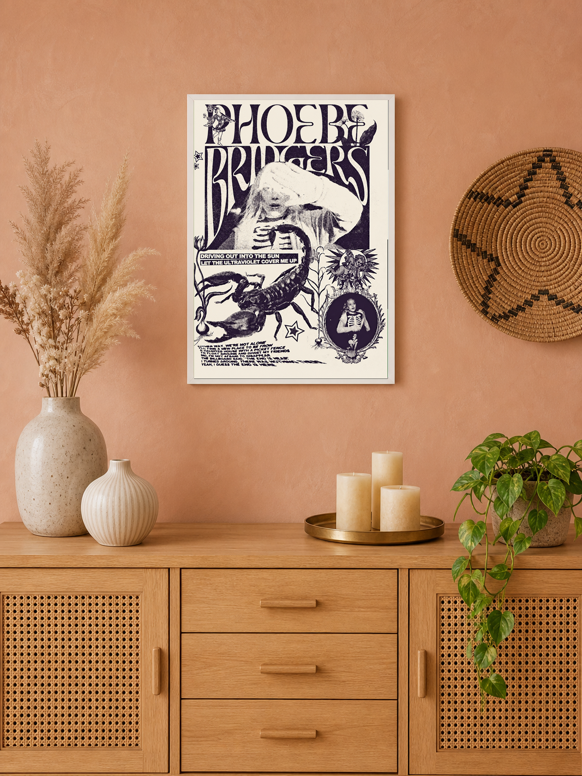 Phoebe Bridgers Ultraviolet Wall Art Print - white framed
