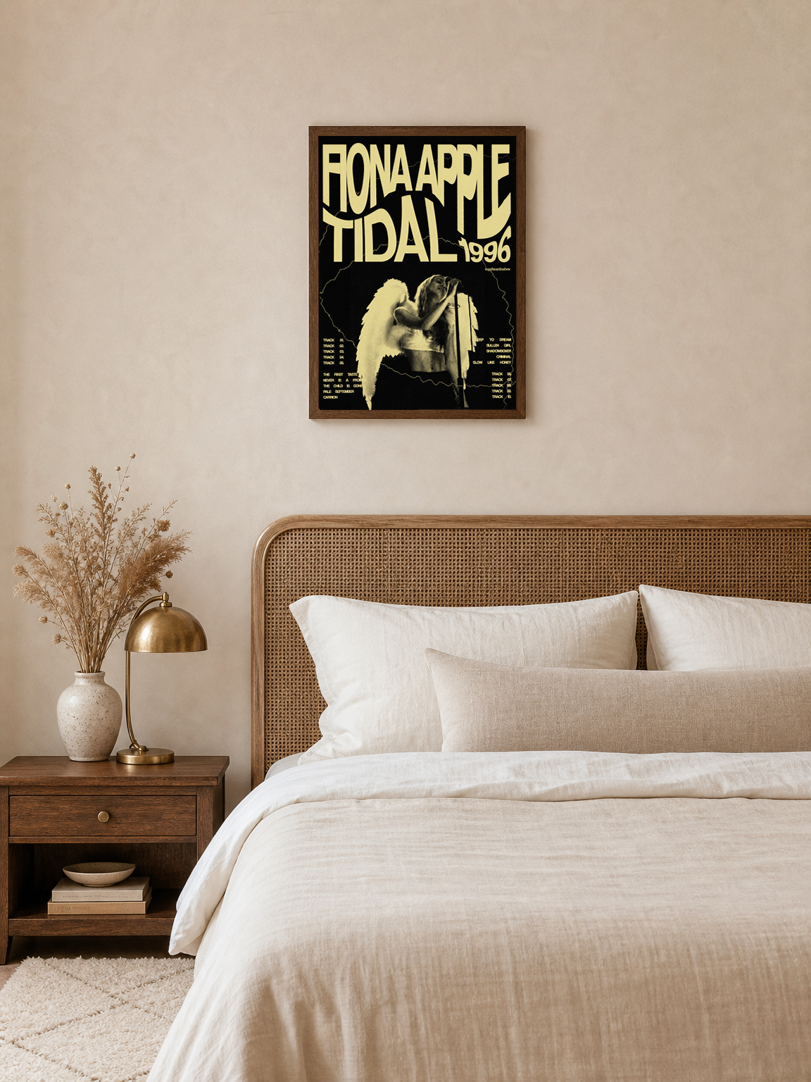Fiona Apple Tidal 1996 Angel Wings Wall Art Print - dark wood framed