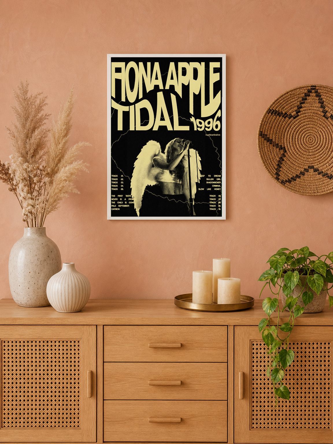 Fiona Apple Tidal 1996 Angel Wings Wall Art Print - white framed