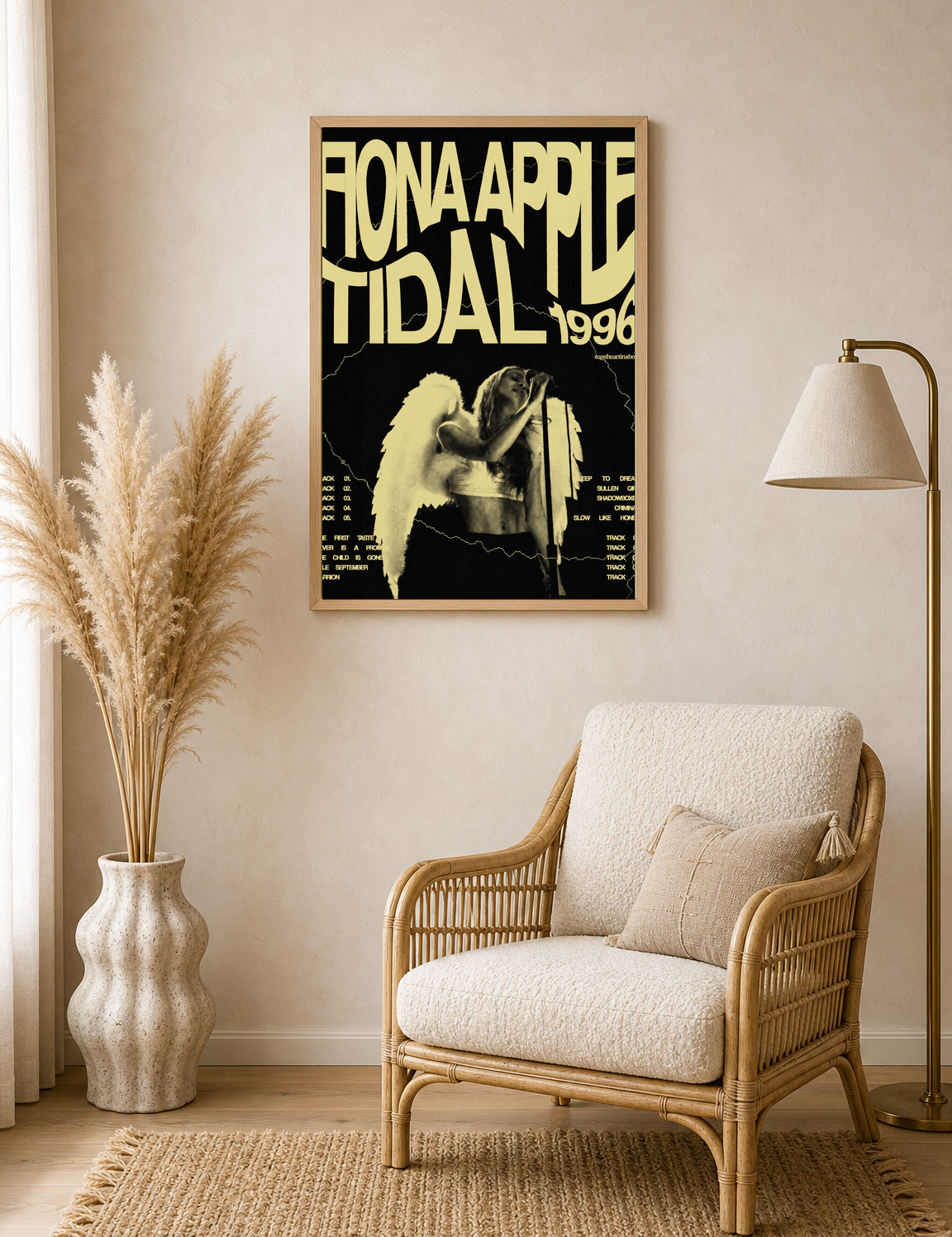 Fiona Apple Tidal 1996 Angel Wings Wall Art Print - wood framed poster