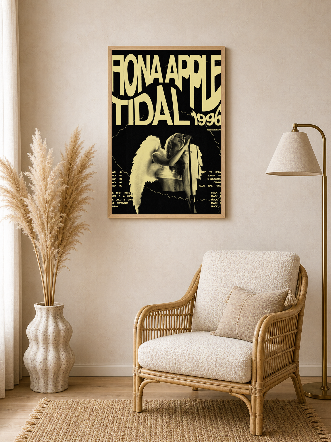 Fiona Apple Tidal 1996 Angel Wings Wall Art Print - wood framed poster