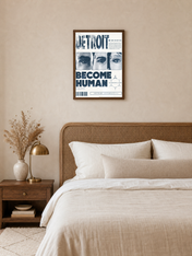 Detroit Become Human Cyberpunk Wall Art Print - dark wood framed