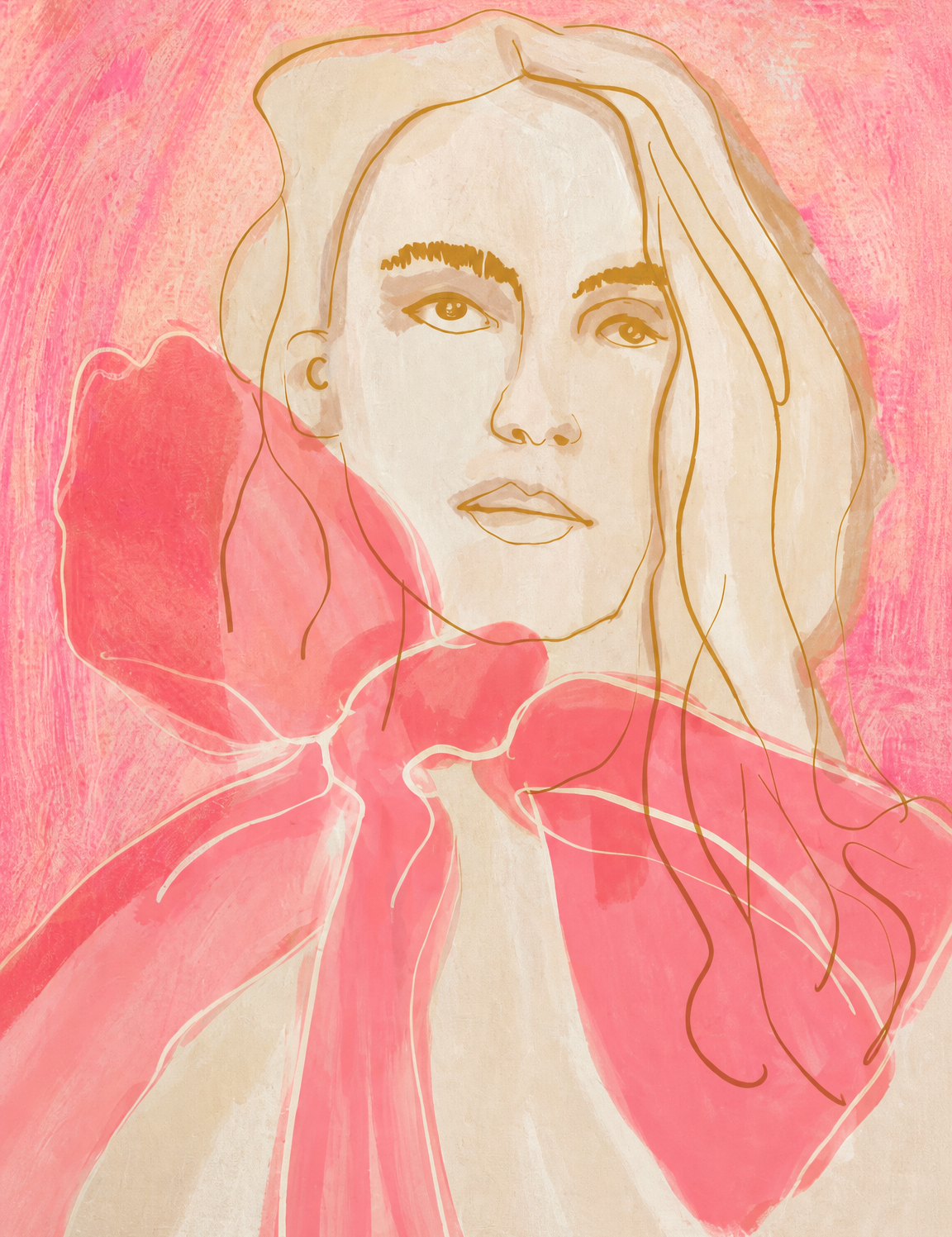 Feminine Pink Portrait Wall Art Print - unframed