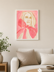 Feminine Pink Portrait Wall Art Print - white framed