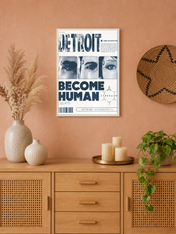Detroit Become Human Cyberpunk Wall Art Print - white framed