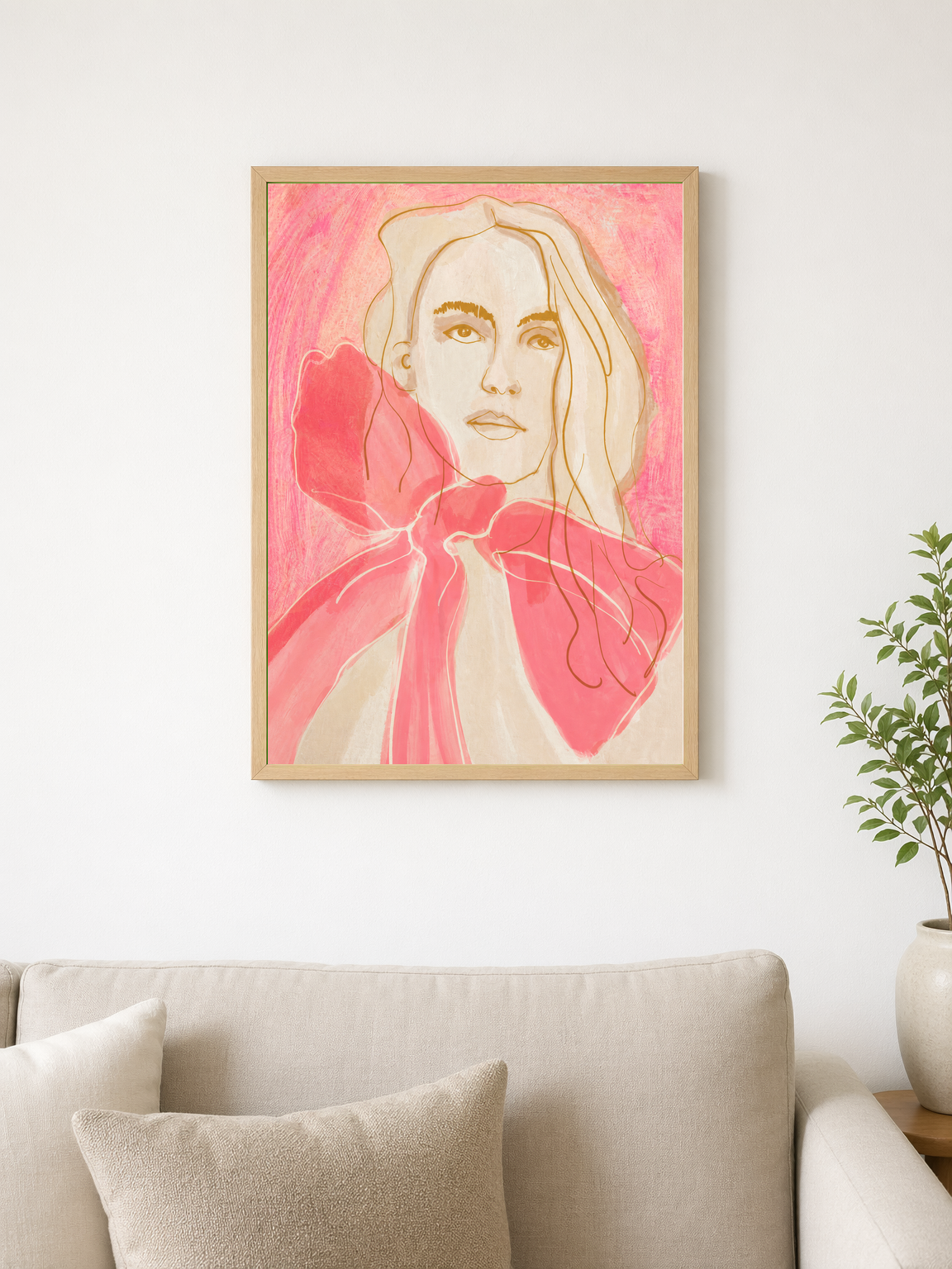 Feminine Pink Portrait Wall Art Print - wood framed poster