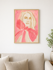 Feminine Pink Portrait Wall Art Print - wood framed poster