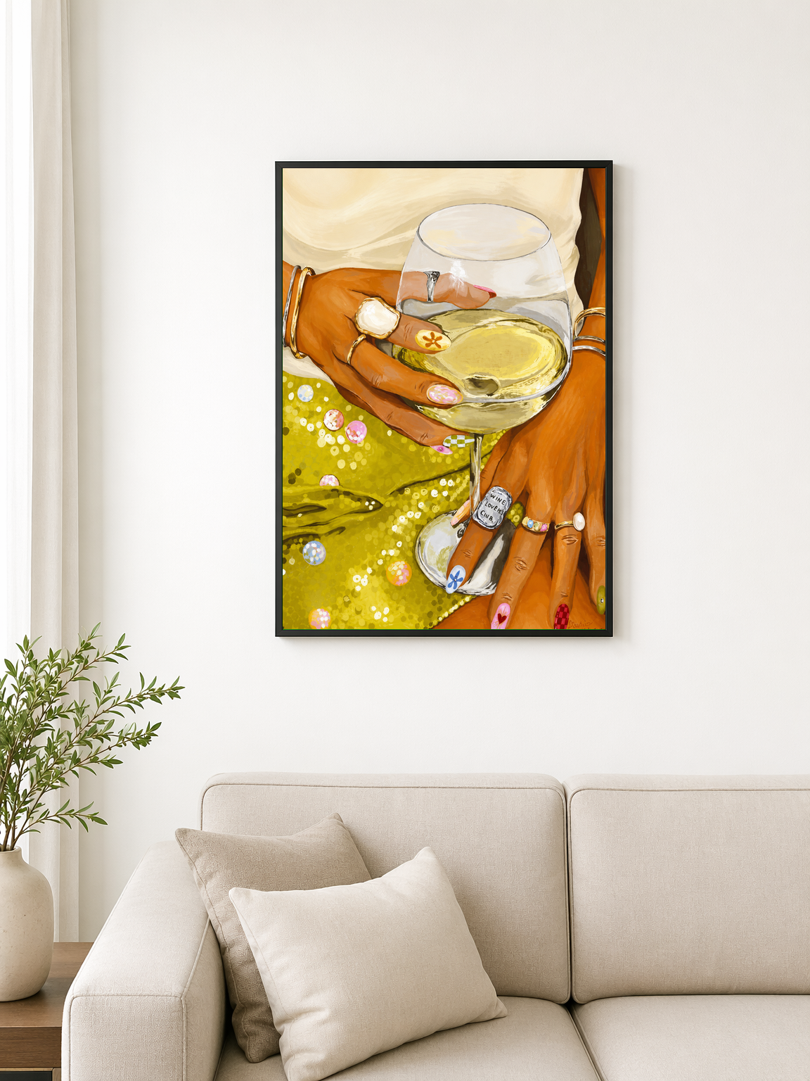 Colorful Cocktail Nails Wall Art Print - black framed