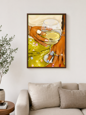Colorful Cocktail Nails Wall Art Print - dark wood framed