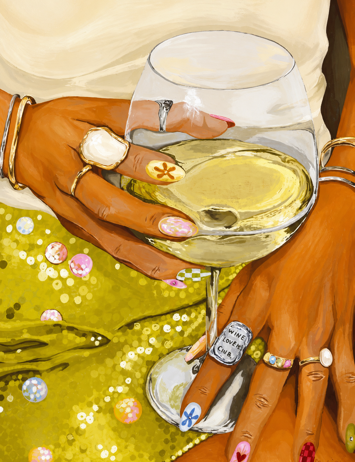 Colorful Cocktail Nails Wall Art Print - unframed