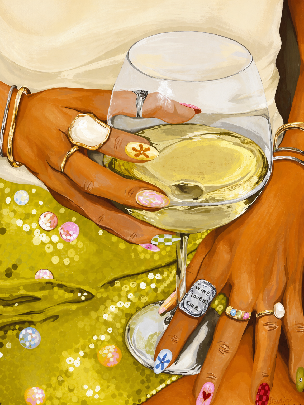 Colorful Cocktail Nails Wall Art Print - unframed