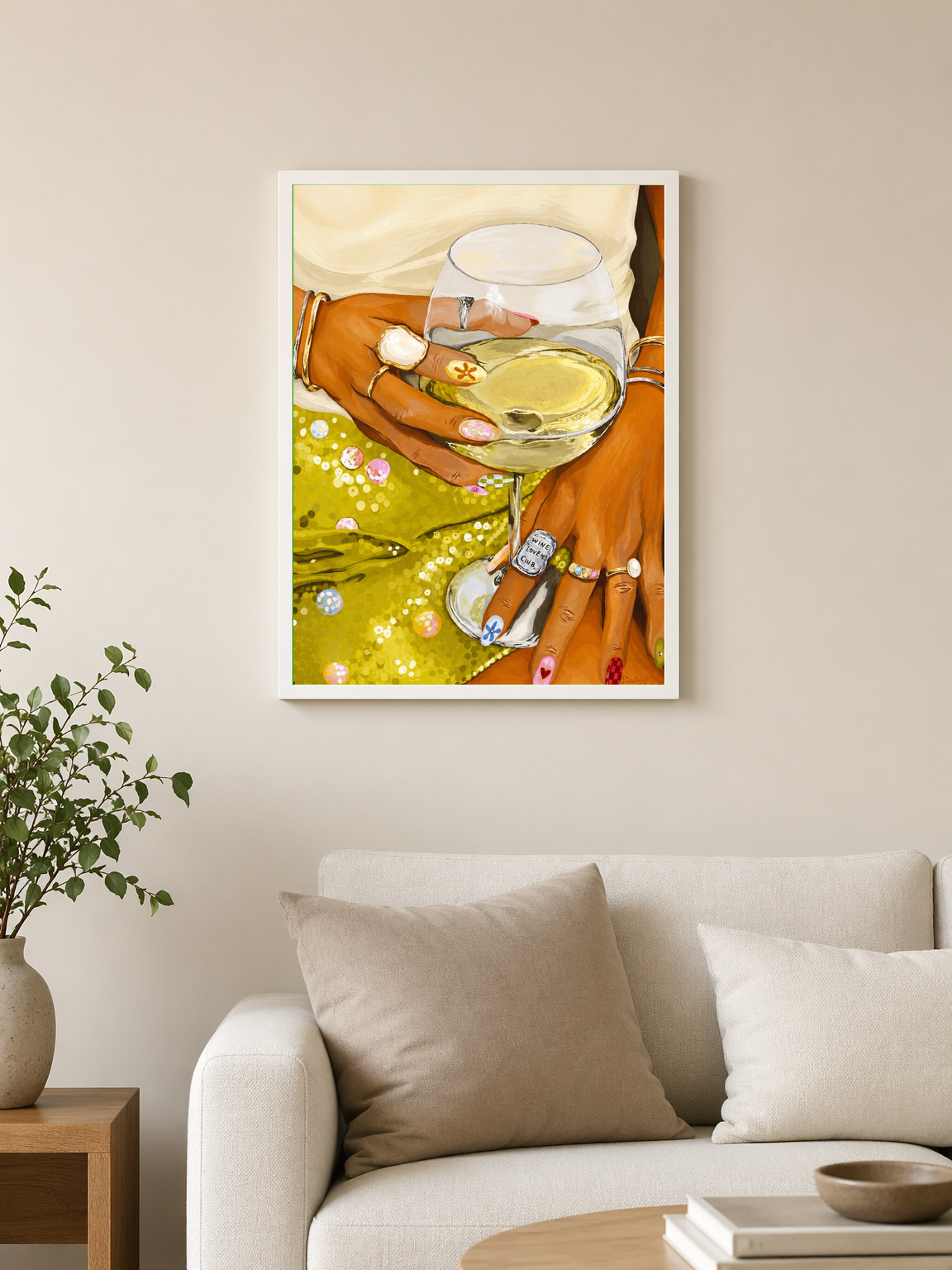 Colorful Cocktail Nails Wall Art Print - white framed