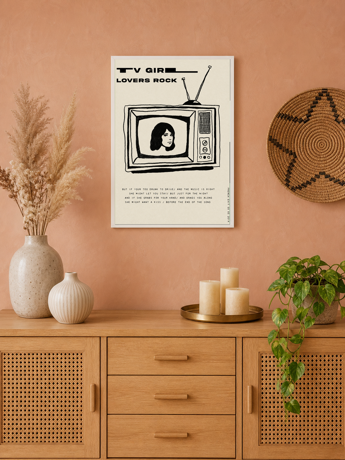 TV Girl Lovers Rock Retro Wall Art Print - white framed