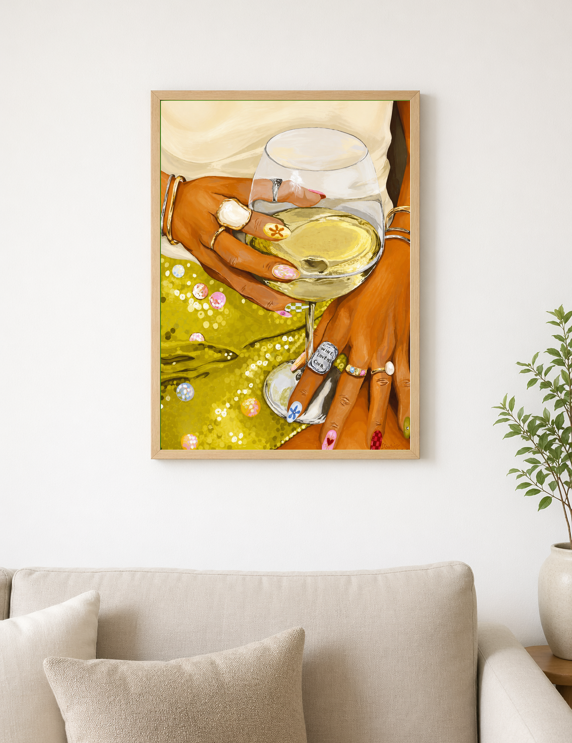 Colorful Cocktail Nails Wall Art Print - wood framed poster