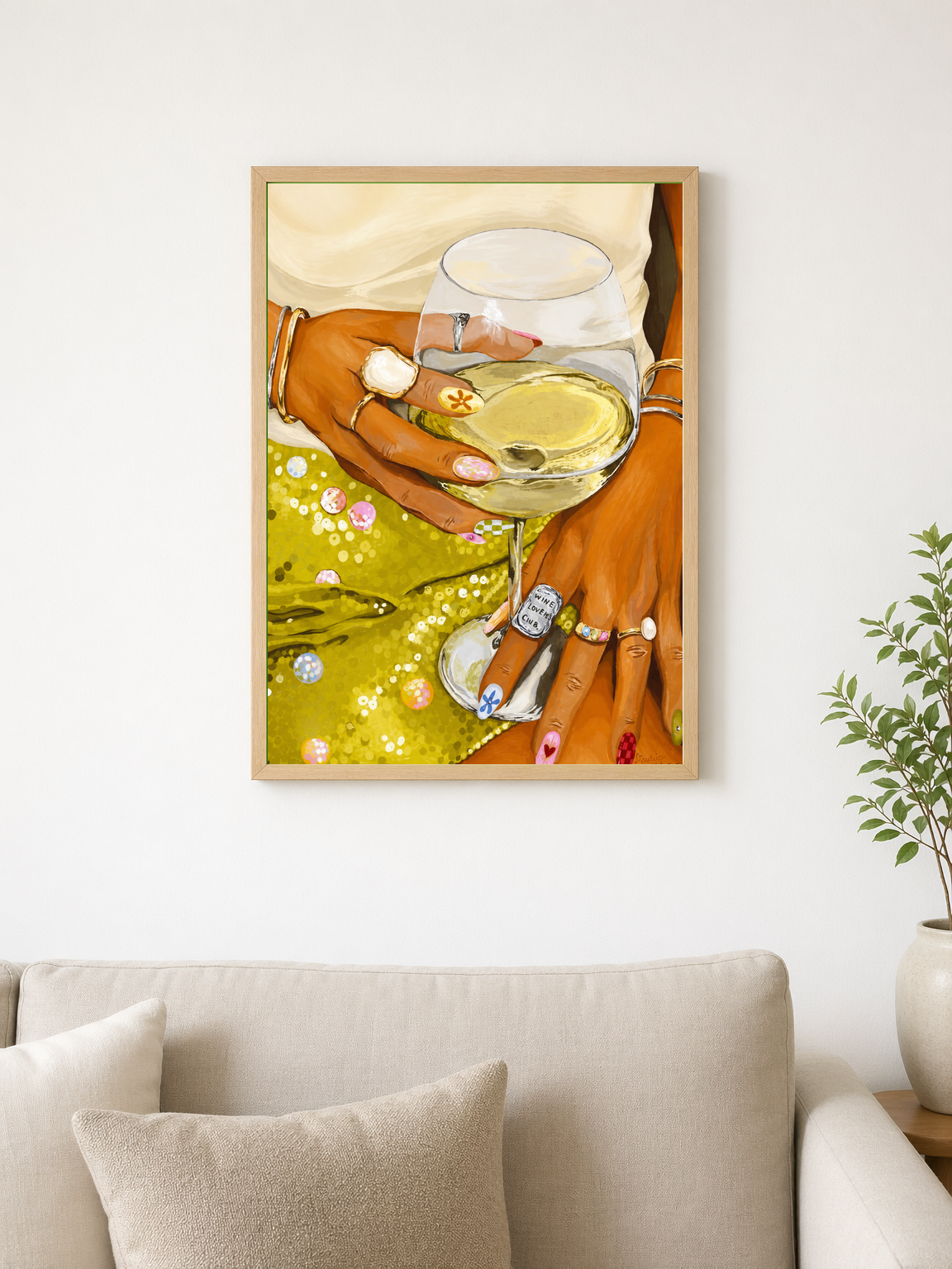 Colorful Cocktail Nails Wall Art Print - wood framed poster