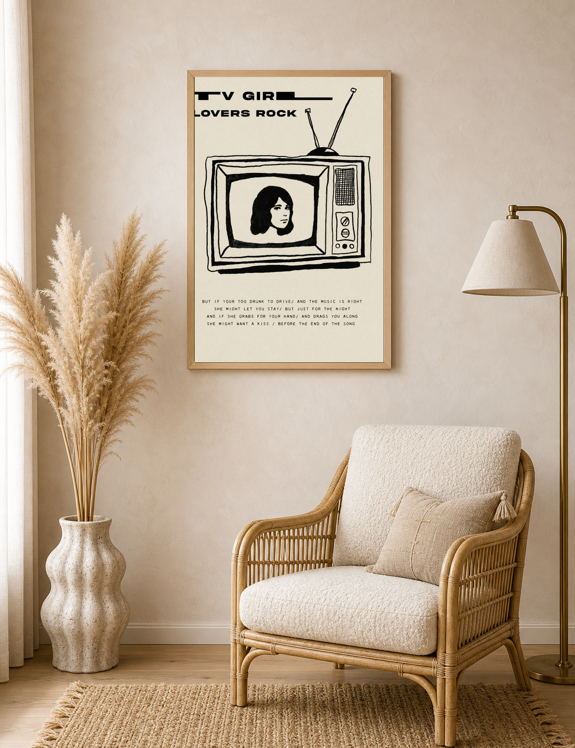 TV Girl Lovers Rock Retro Wall Art Print - wood framed poster