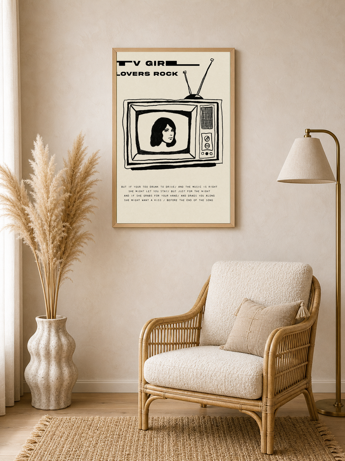 TV Girl Lovers Rock Retro Wall Art Print - wood framed poster